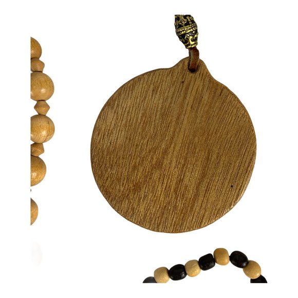 African Vintage Wooden Jewelry Beads Medallion Set Bundle - Picture 5 of 5